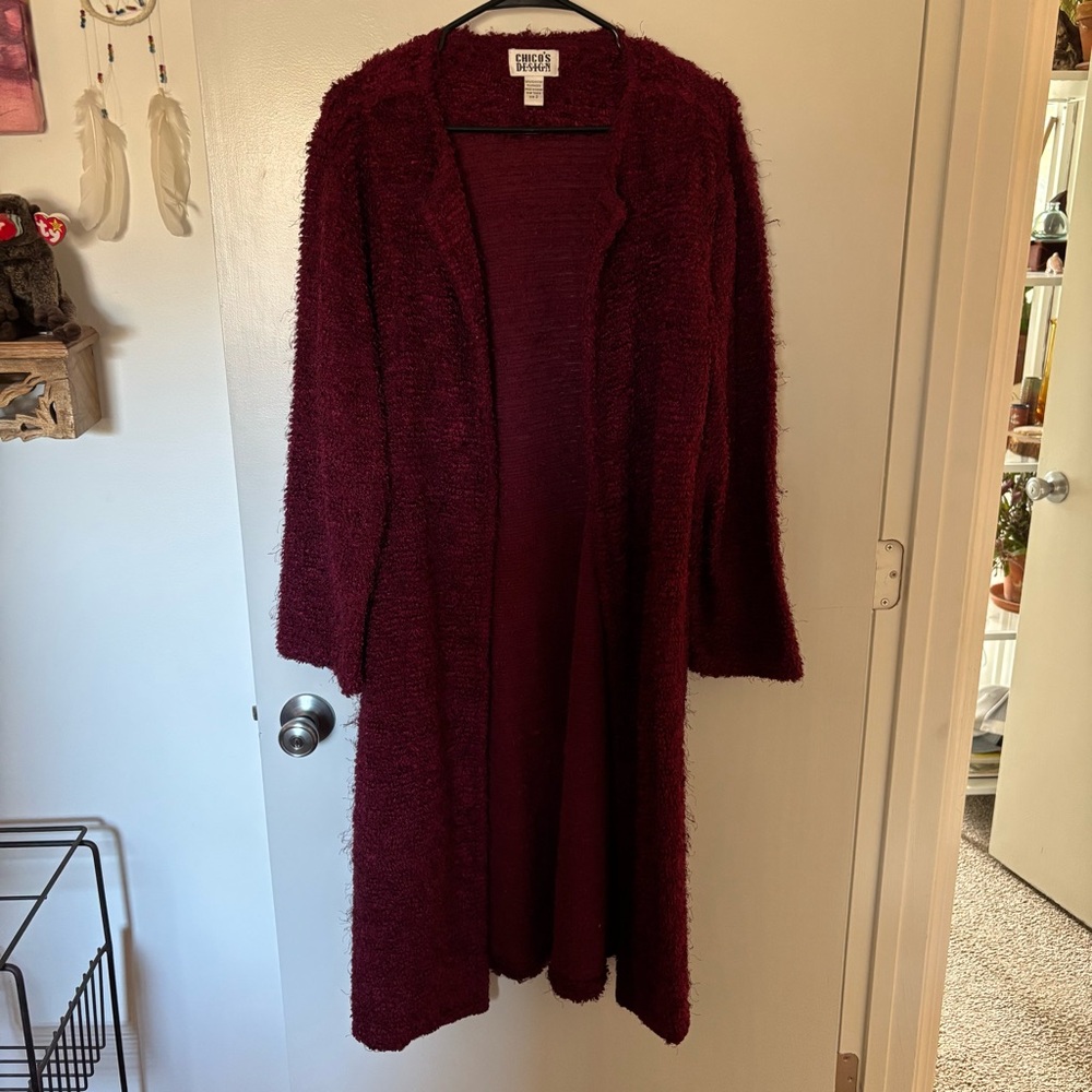 Chico's Design Red Textured Cardigan